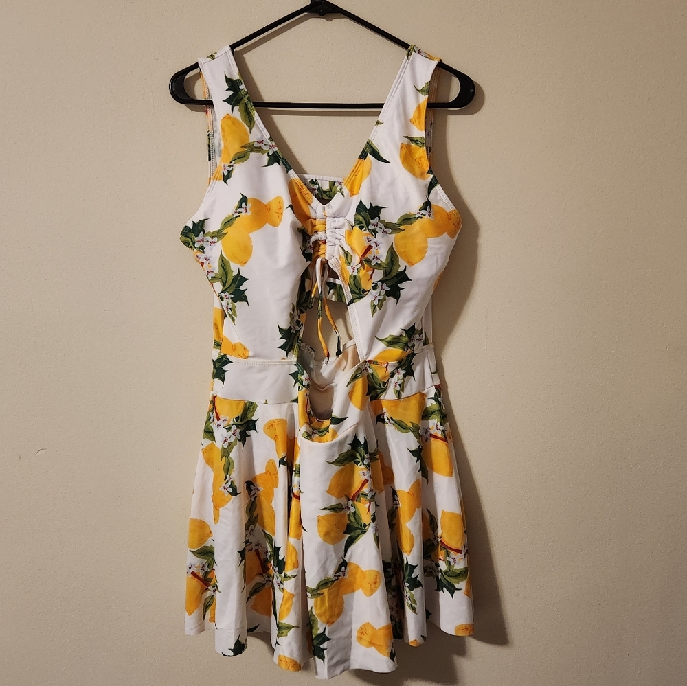 Lemon One-piece Swimsuit with Skirt